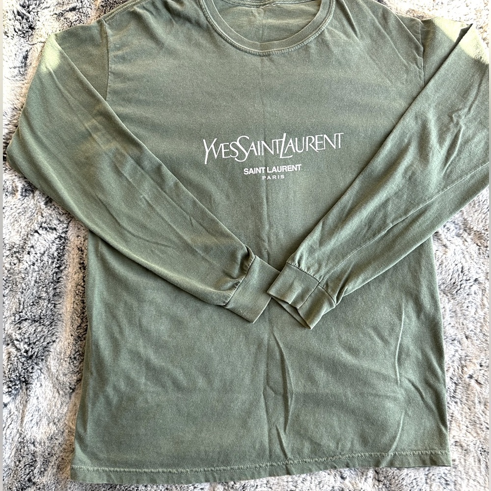 COAL N TERRY Yves Saint Laurent long sleeve olive green shirt.